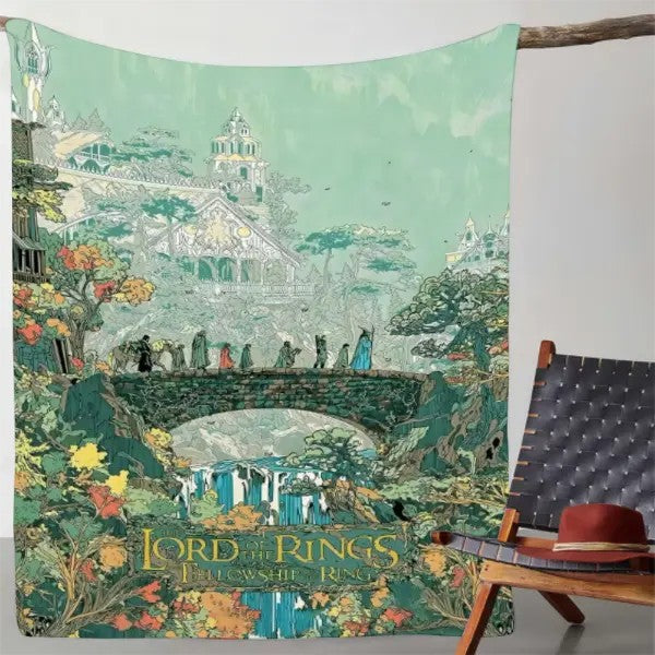 Lord Of The Rings Flannel Throw Middle Earth Landscape Blanket