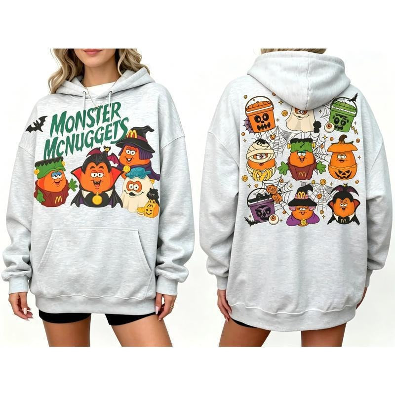 Funny Halloween Monster Nuggets Cartoon Vampire Ghost Pumpkin Witch Graphic T-Shirt / Sweatshirt / Hoodie