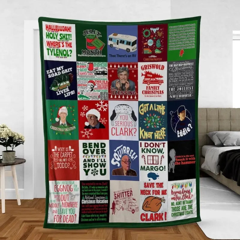 Funny Christmas Quote Patchwork Super Soft Home Room Decor Gift Blanket
