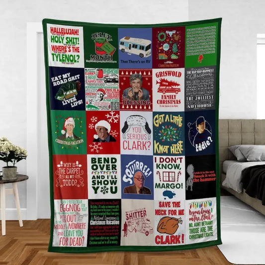 Funny Christmas Quote Patchwork Super Soft Home Room Decor Gift Blanket